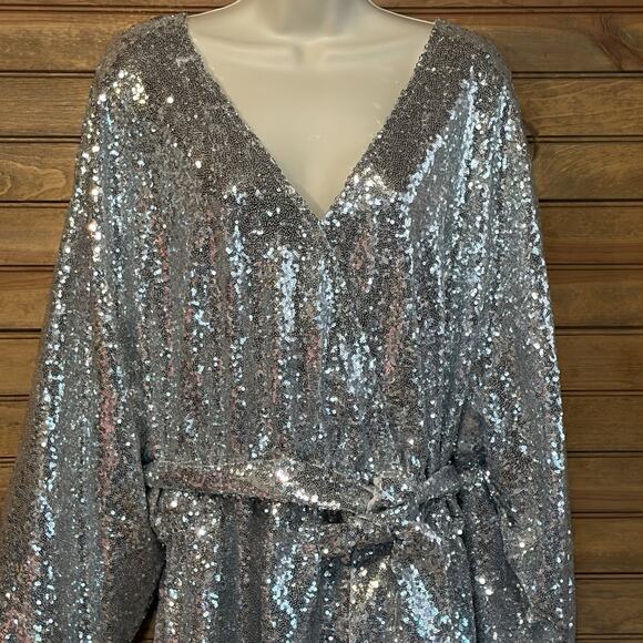 Anthropologie Lisabette Sequined Mini Dress Size 2X Wrap Silhouette - Picture 3 of 15